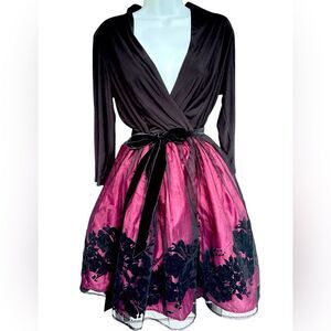 Vintage 90s 1990s Fit and Flare Formal Fancy Party Dress 12